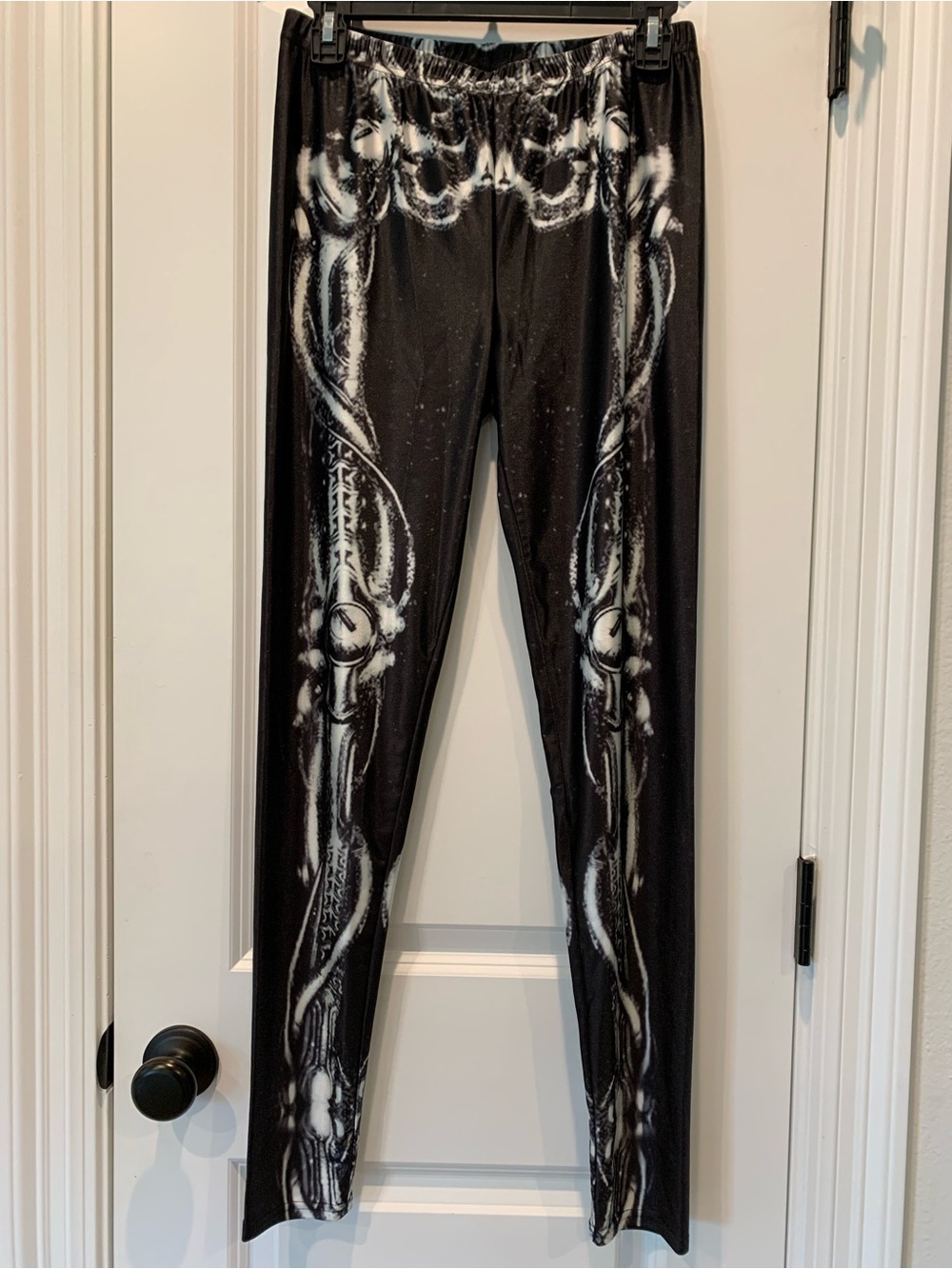 HDE Skeleton Bones Print Leggings Halloween Costume Gym Pants Woman Large